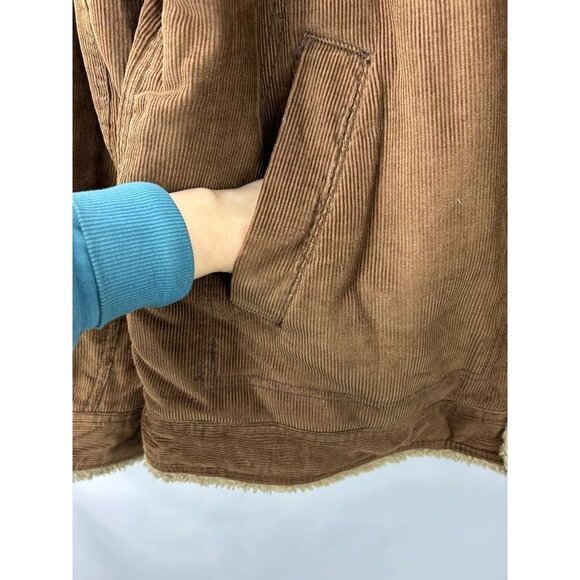 VTG Aeropostale Jacket Men's XL Sherpa Fur Corduroy Western Grunge Rancher Tan - Picture 9 of 13